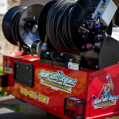 close-up of hydro-jetting plumbing equipment